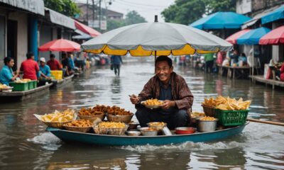 selling snacks during flood