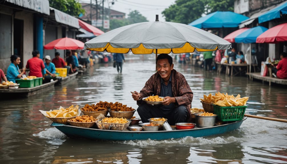 selling snacks during flood